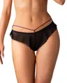 Schwarzer Slip mit Rüschen und bordeauxfarbenen Bändern PARISEL PANTIES Obsessive