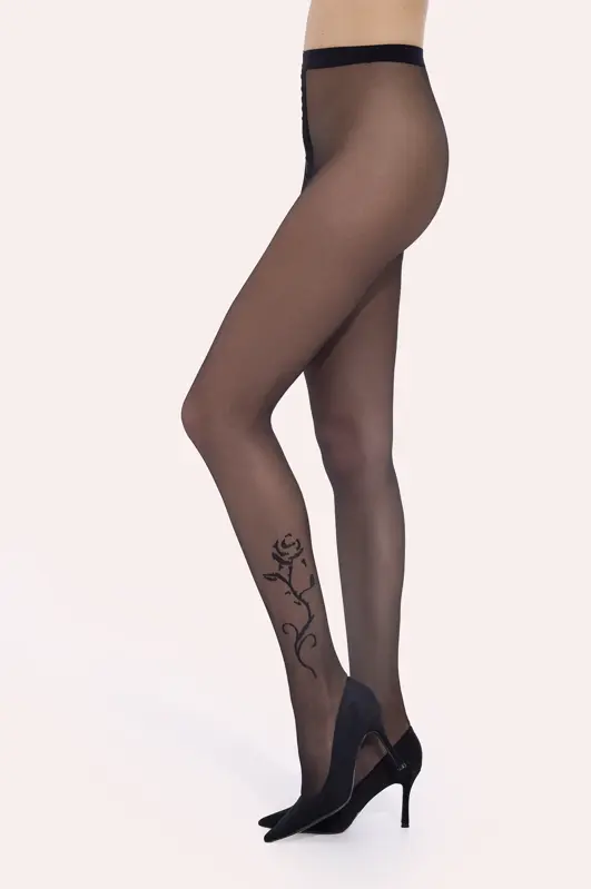 Damenstrumpfhose mit Rosenmotiv FLORETTE 20 DEN Knittex
