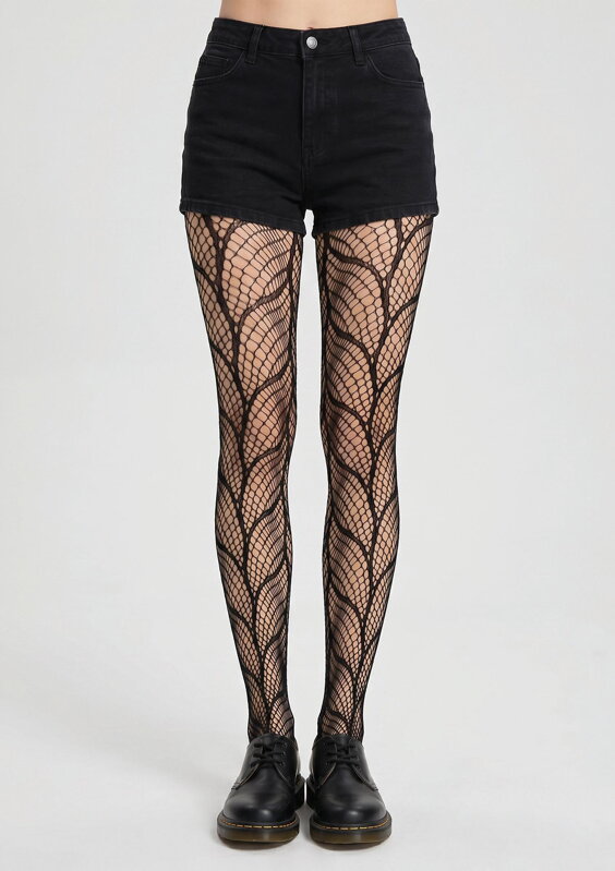 Gemusterte Netzstrumpfhose mit grafischem Design CHARLY I001 Marilyn