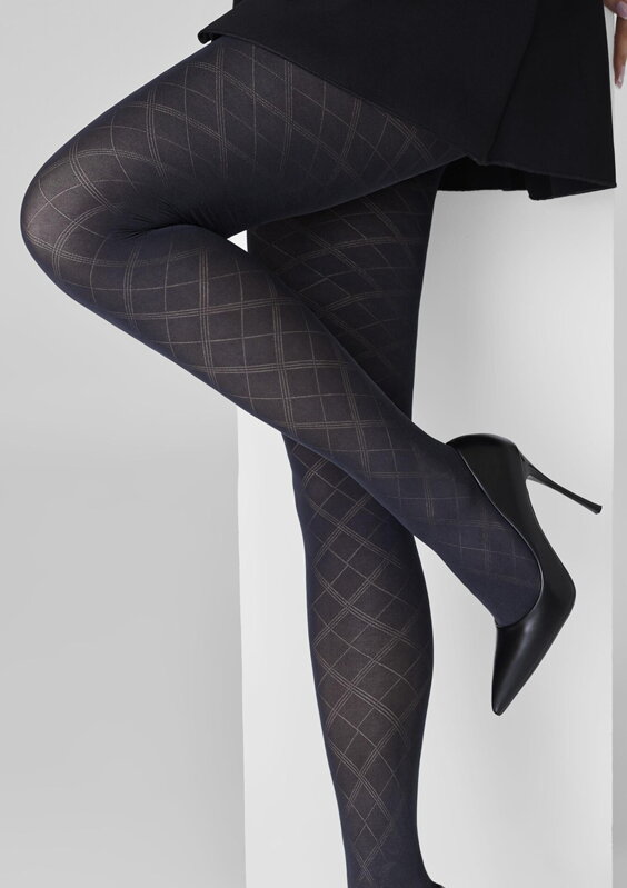 Feinstrumpfhose mit auffälligem Jacquard-Rautenmuster GRACE F02 Marilyn